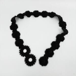 Vintage Handcrafted Ipil Apple Seed Belt Black Rosettes Size